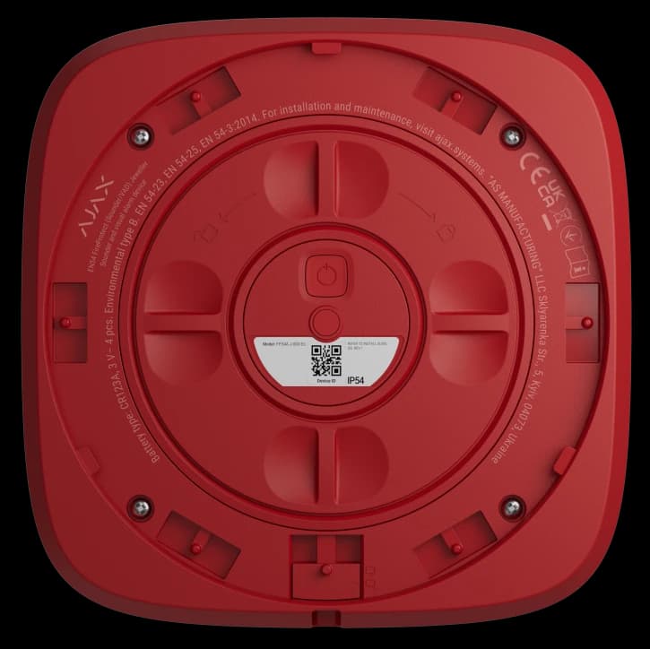 Беспроводной адресный пожарный оповещатель звуковой Ajax EN54 FireProtect (Sounder) Jeweller Red (118604.278.RD1)