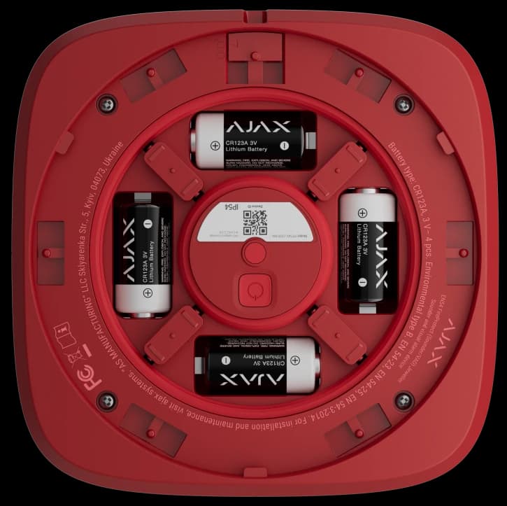 Беспроводной адресный пожарный оповещатель светозвуковой Ajax EN54 FireProtect (Sounder/VAD) Jeweller Red (118601.279.RD1)