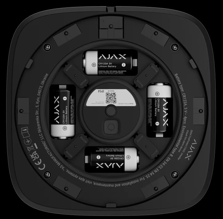 Бездротовий адресний пожежний оповіщувач світлозвуковий Ajax EN54 FireProtect (Sounder/VAD) Jeweller Black (118600.279.BL1)
