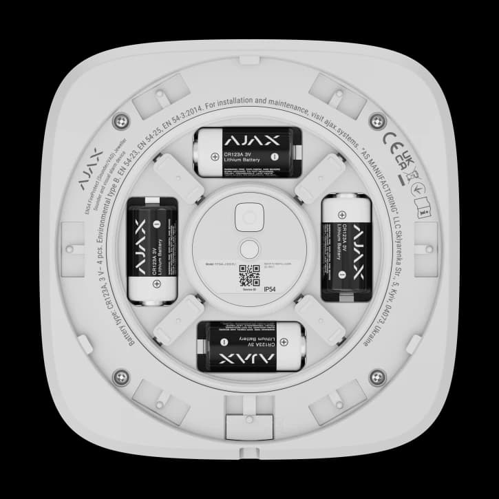Беспроводной адресный пожарный оповещатель звуковой Ajax EN54 FireProtect (Sounder) Jeweller White (118602.278.WH1)